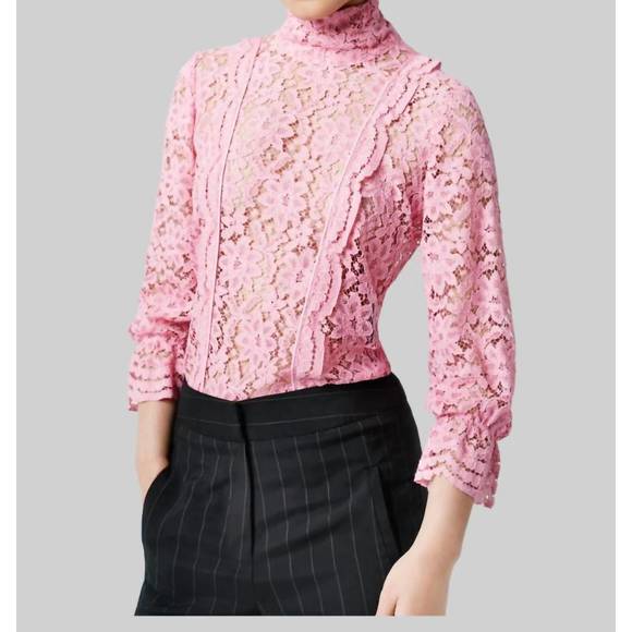 NEW SMYTHE scalloped lace top in flamingo